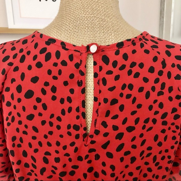 Reb. In J. Red Polka Dot Tiered Midi Dress - Picture 4 of 7